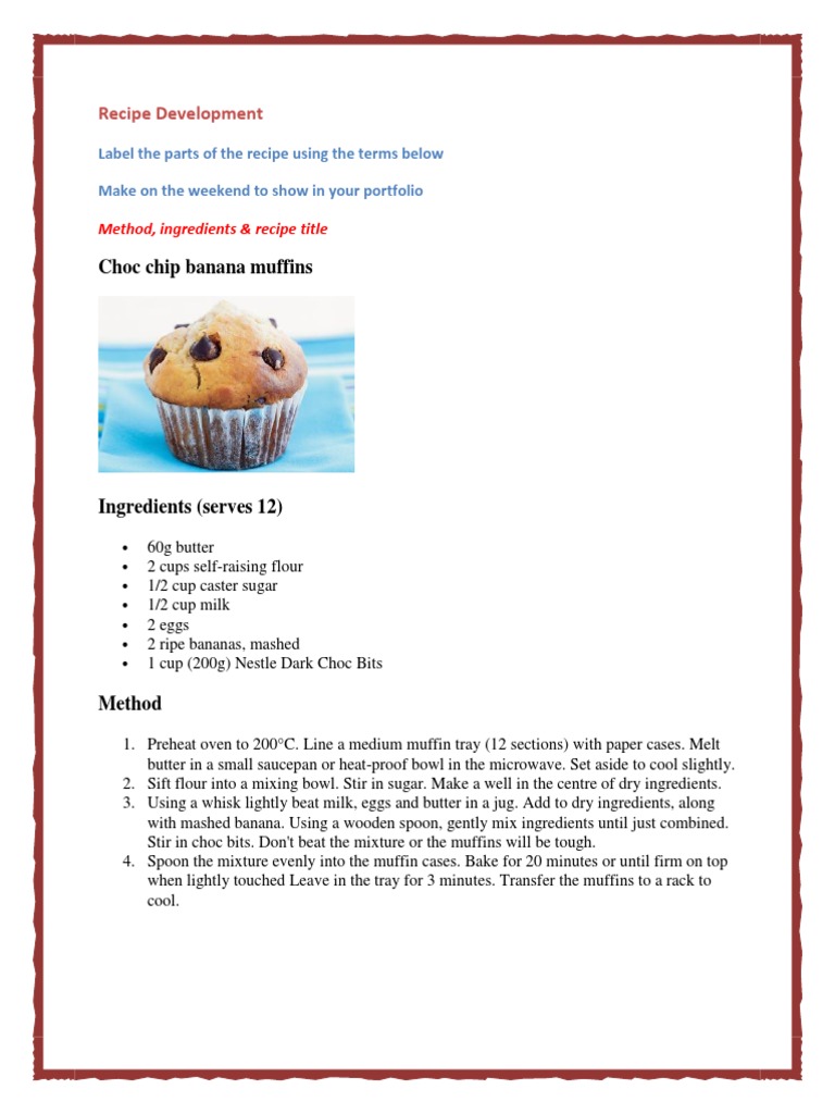 Choc Chip Banana Muffins Recipe Guide | PDF