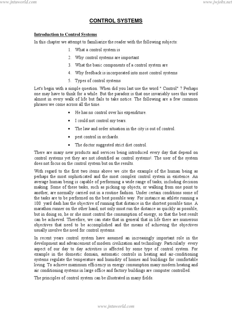 Control System Notes | PDF