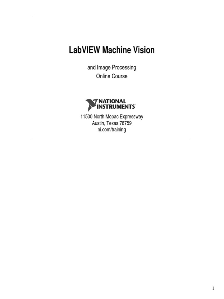 Machine Vision and Image Processing (LabVIEW Self-Study Guide) | PDF ...