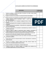 LISTA DE COTEJO PARA EVALUAR EL DISEÑO DE UN PROYECTO DE APRENDIZAJE