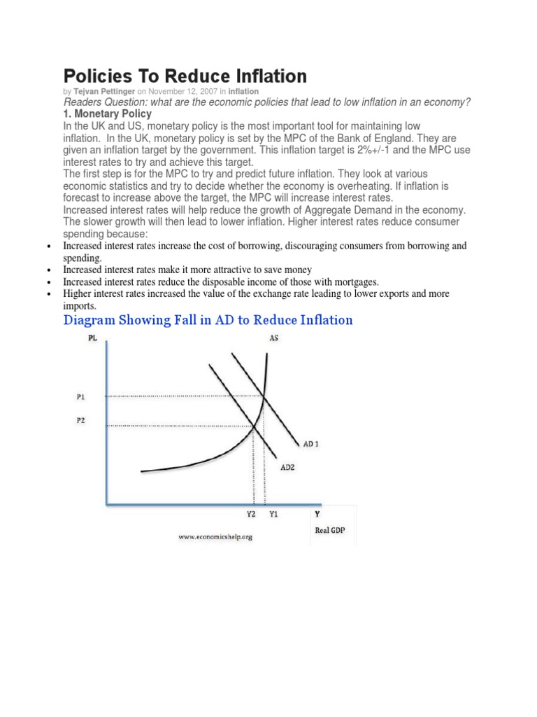 Policies To Reduce Inflation PDF Inflation Policy