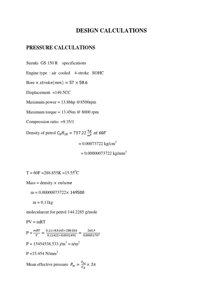 Design Calculations of Piston PDF Piston Pressure