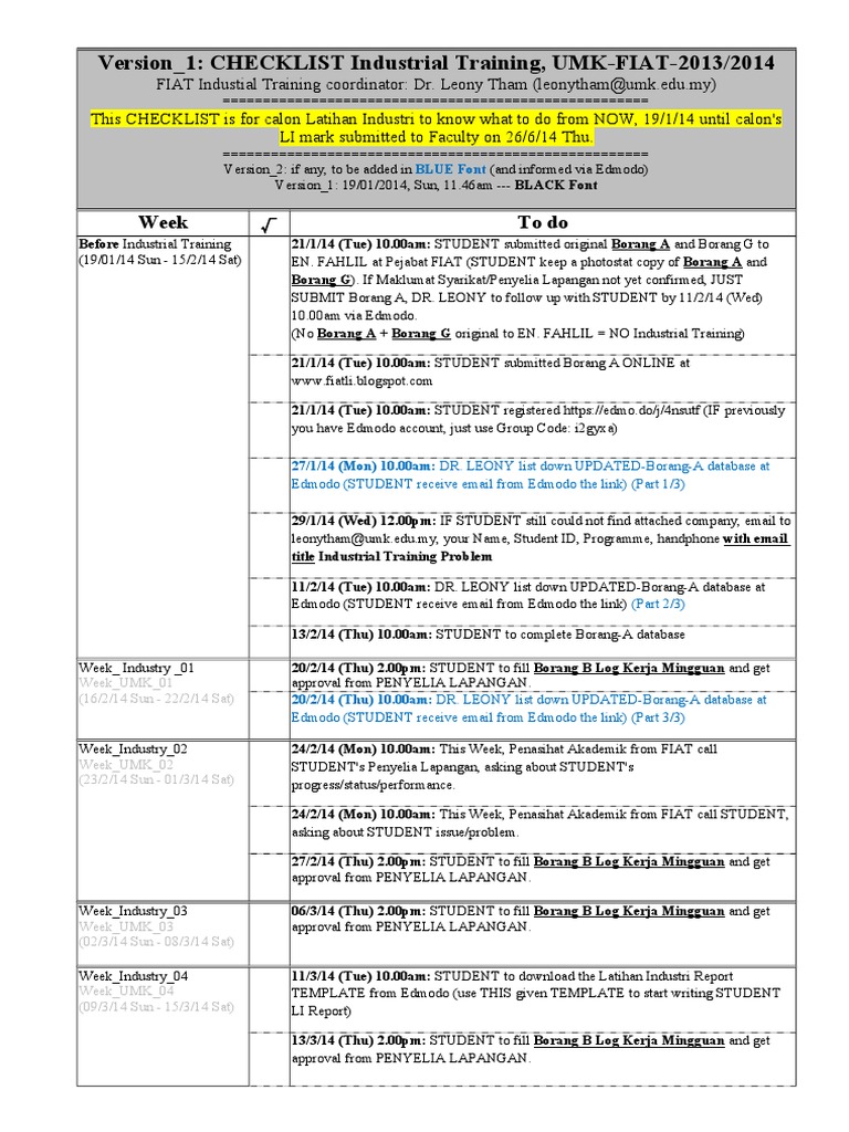 Version 2 CHECKLIST Industrial Training PDF Cyberspace Digital