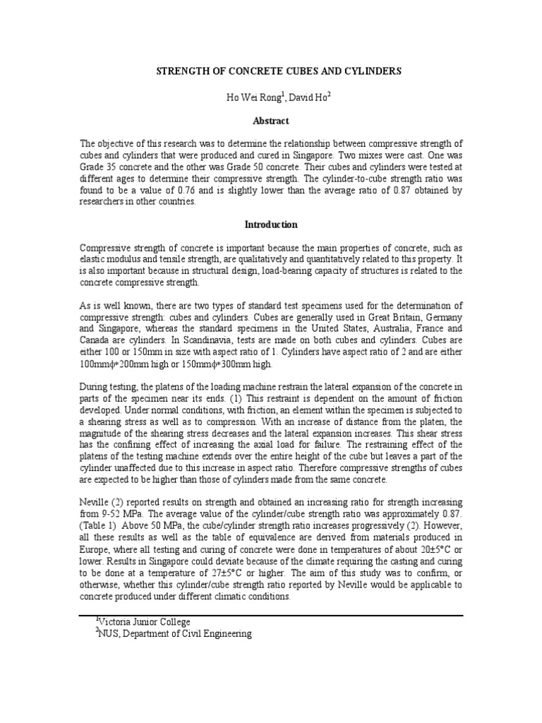 Strength of Concrete Cubes and Cylinders | Download Free PDF | Strength ...