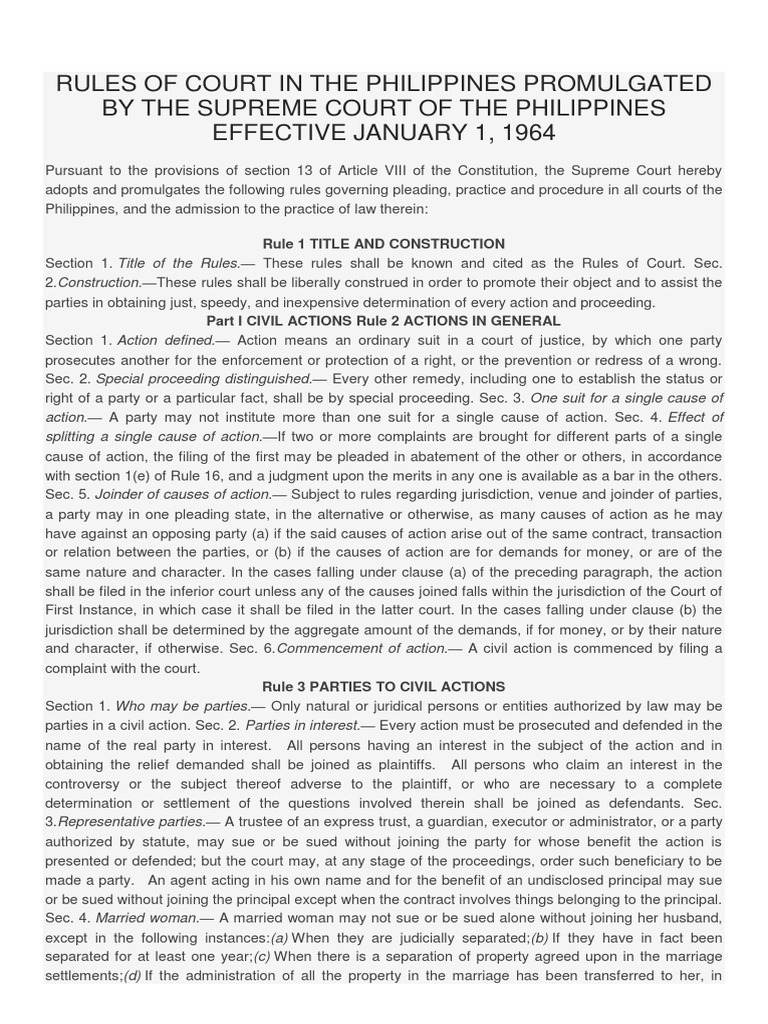 Rules of Court in The Philippines PDF Service Of Process Pleading