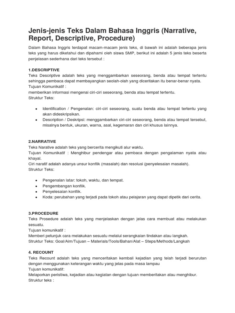 Contoh Teks Deskriptif Bahasa Inggris - Aneka Macam Contoh