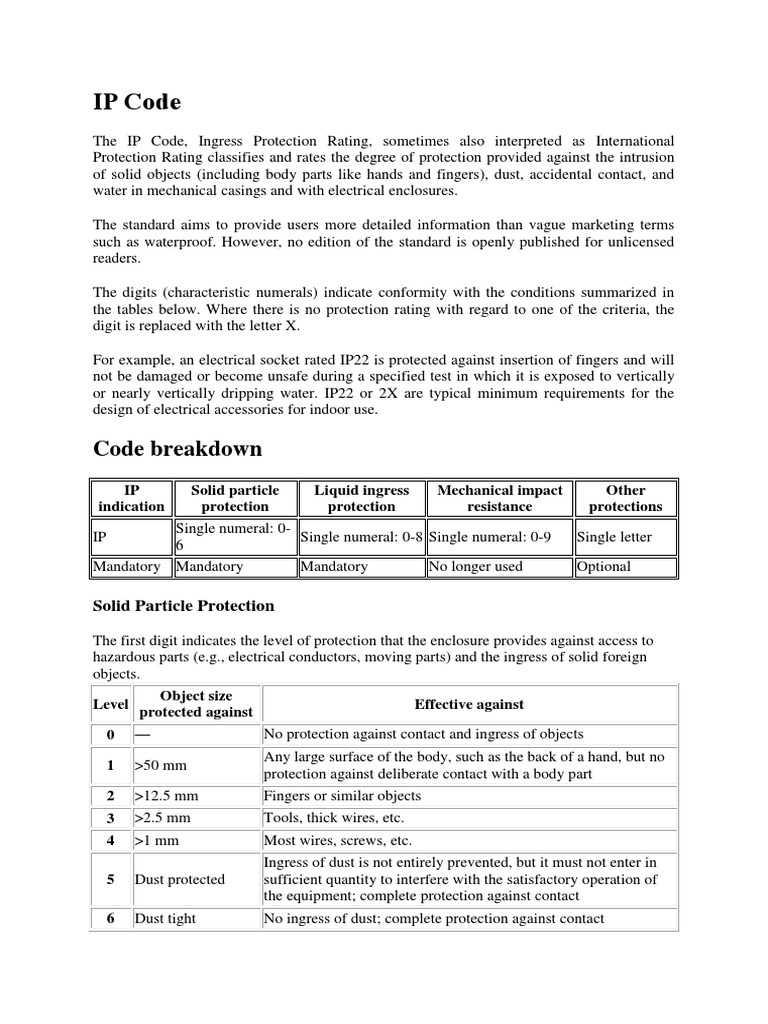 Understanding IP Code Ratings Explained | PDF | Electrical Engineering ...