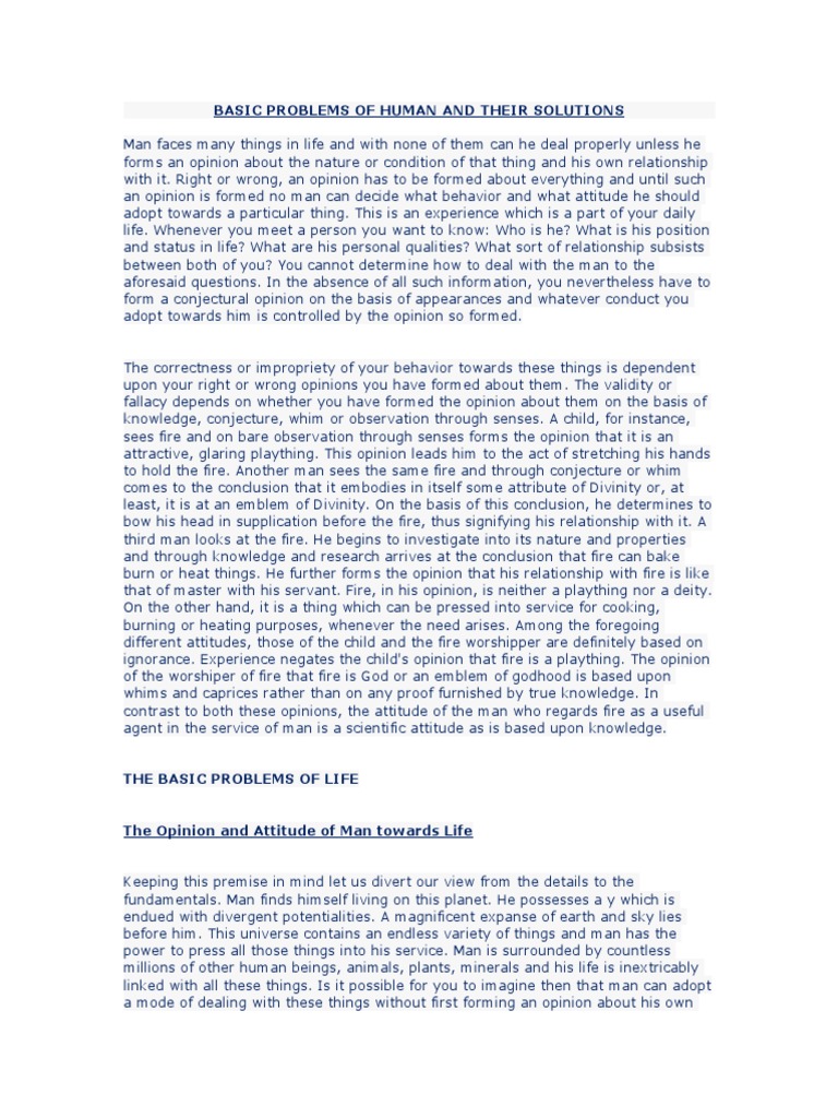 Human Problems and Their Solutions | PDF | Knowledge | Mind