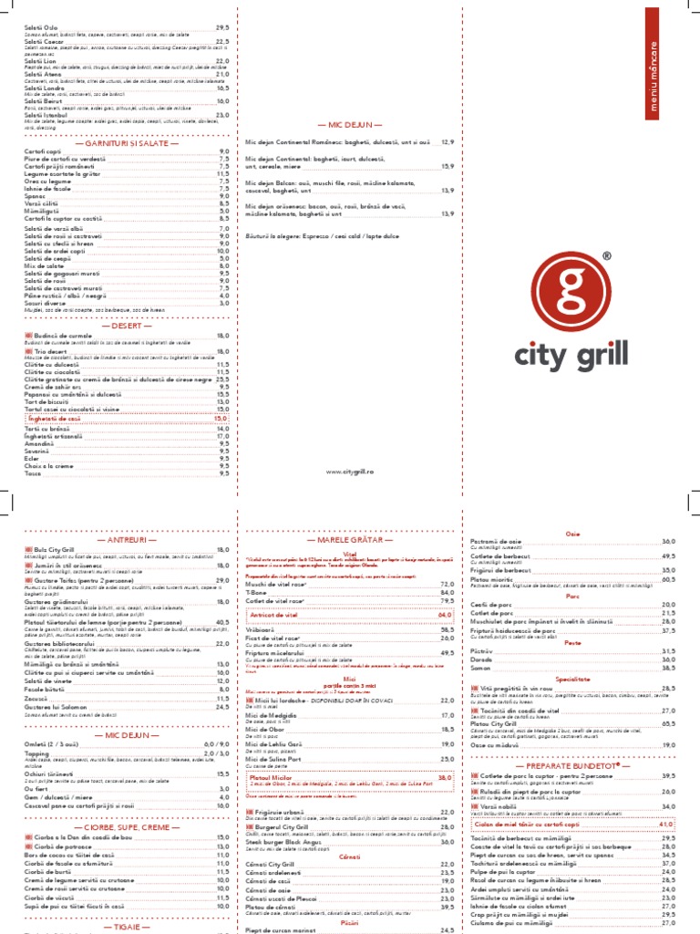 Meniu Mancare City Grill