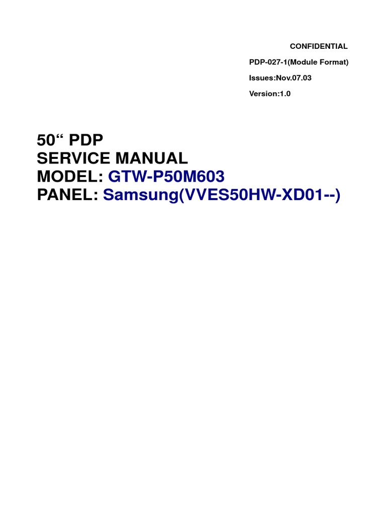 GAteway GTW-P50M603 Plasma TV Service Manual | Ac Power Plugs And Sockets |  Electronic Engineering