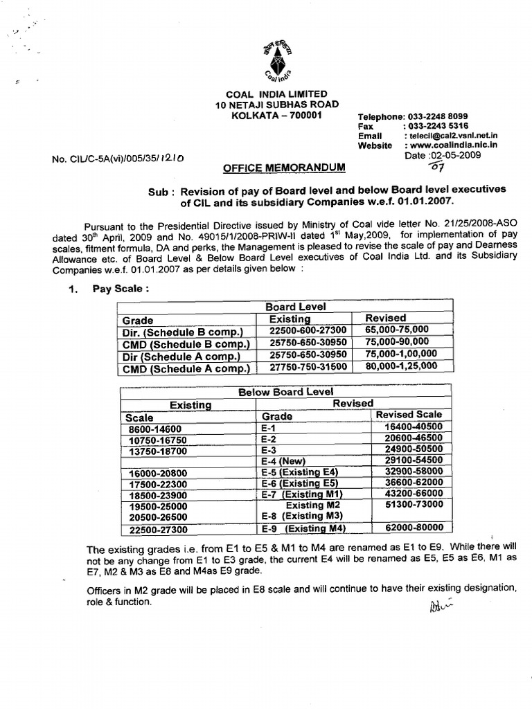 CIL Executive Pay Revision 2007 | PDF | Pension | Employee Benefits