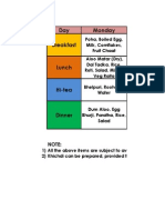 Day Breakfast and Lunch Menus