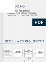 Controlling:: The Process of Ensuring That Actual Activities Conform To Planned Activities