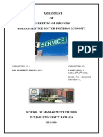 Assignment OF Marketing of Services Role of Service Sector in Indian Economy