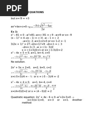 Quadratic Equations X2 9 X 3 But X 9 3 Ax2 Bx C 0 X Mathematical Objects Mathematical Analysis