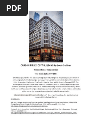 Carson Pirie Scott Building by Louis Sullivan: Main Mediums: Steel