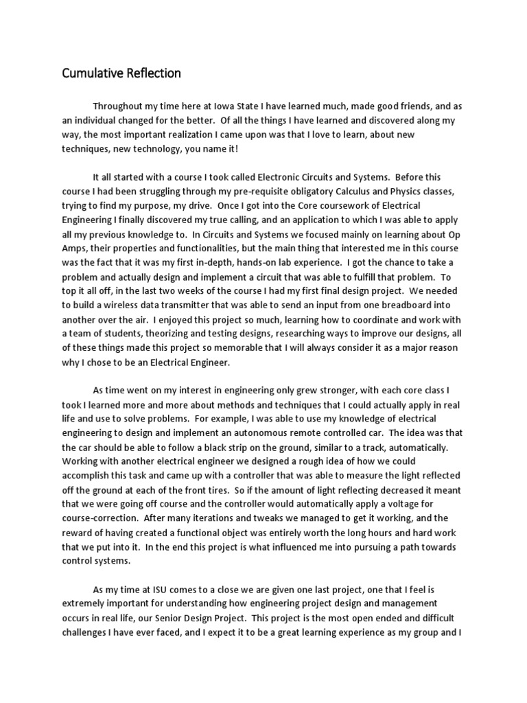 Cumulative Reflection | PDF | Engineering | Electrical Engineering