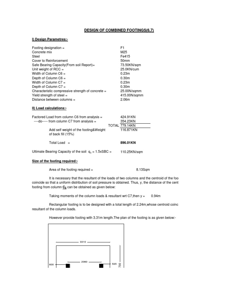 Combined Footing Design and Analysis | PDF | Bending | Column