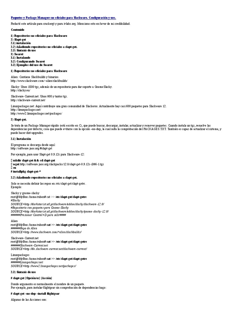 Paquetes y gestores para Slackware | PDF | Contenido libre | Software ...
