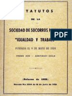 Estatutos de La Sociedad de Socorros Mutuos ''Igualdad y Trabajo''. 1959