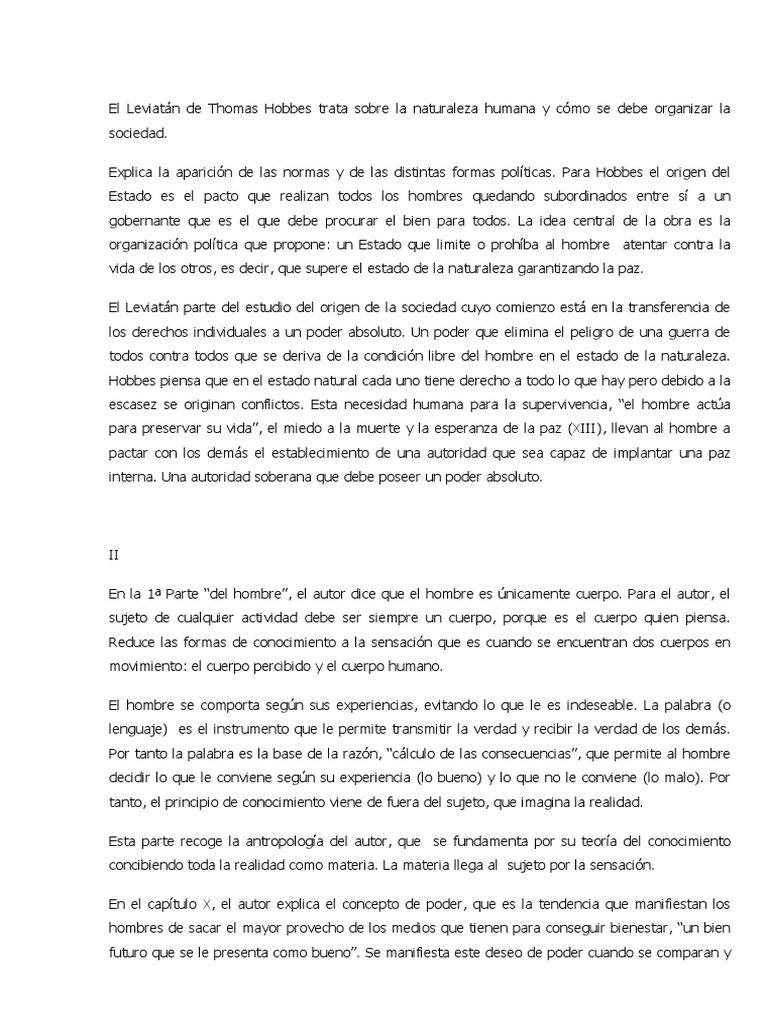 Resumen de El Leviatan PDF Thomas