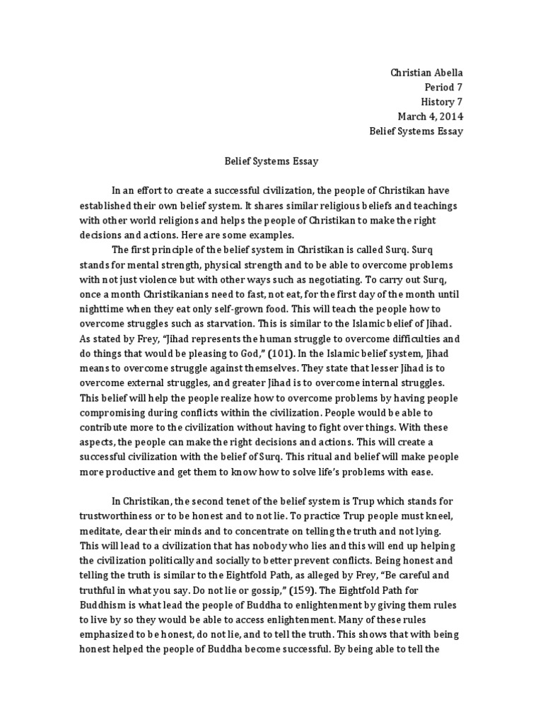 Sample Thematic Essay On Belief Systems