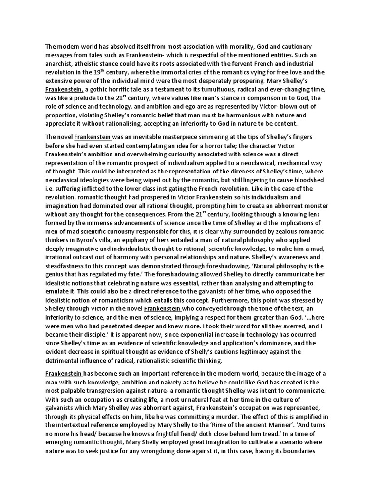 Frankenstein moral lesson image