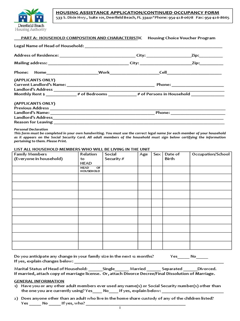 Section 8 Recertification Form Guide | PDF | Social Security (United ...