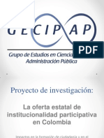 La oferta estatal de institucionalidad participativa en Colombia.