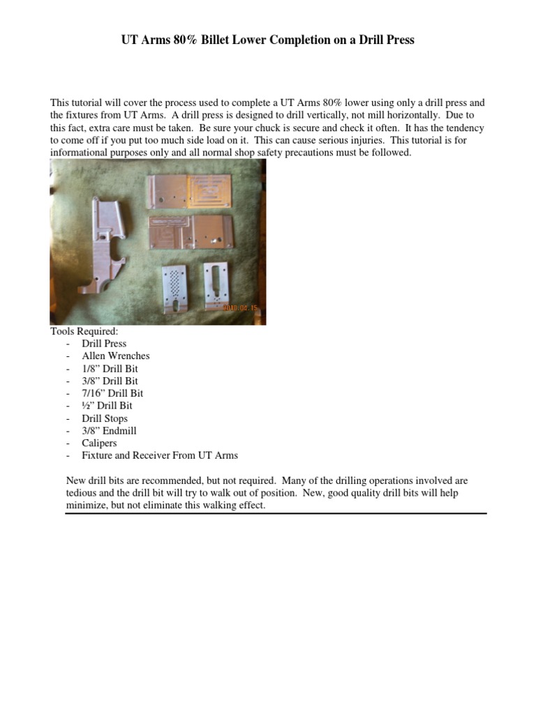 AR 15 80 Tutorial Drill Press | PDF | Drilling | Drill