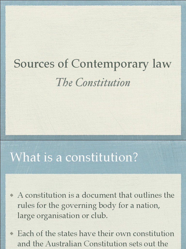 Sources of Contemporary Law The Constitution PDF Government Of