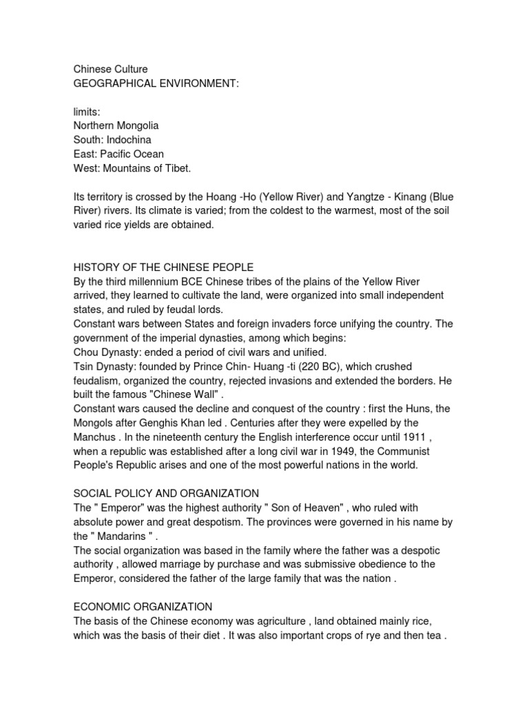 Overview of Chinese Culture and History | PDF | China | World Politics