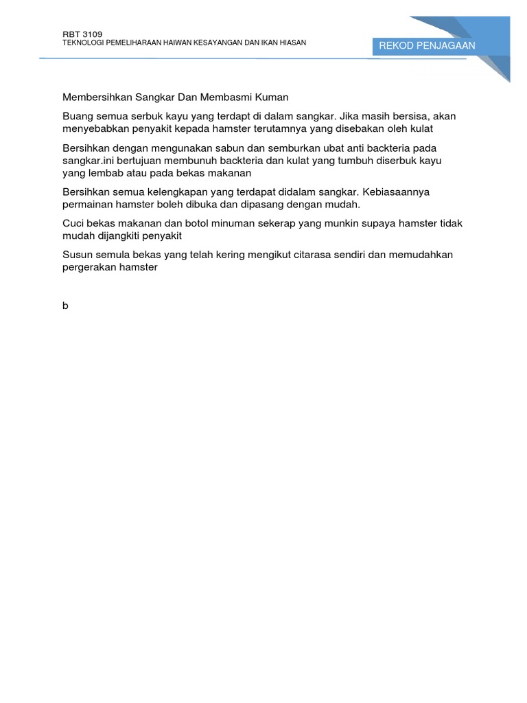 Membersihkan Sangkar Dan Membasmi Kuman Pdf