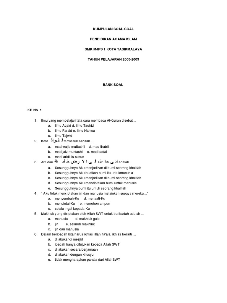 Contoh Soal Agama Tentang Ahli Waris - Soal Kelasmu