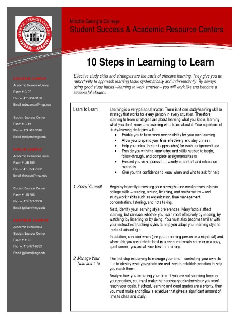10 Steps in Learning To Learn | PDF | Career & Growth | Wellness