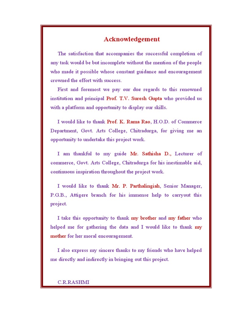 Acknowledgements for Project Success | PDF