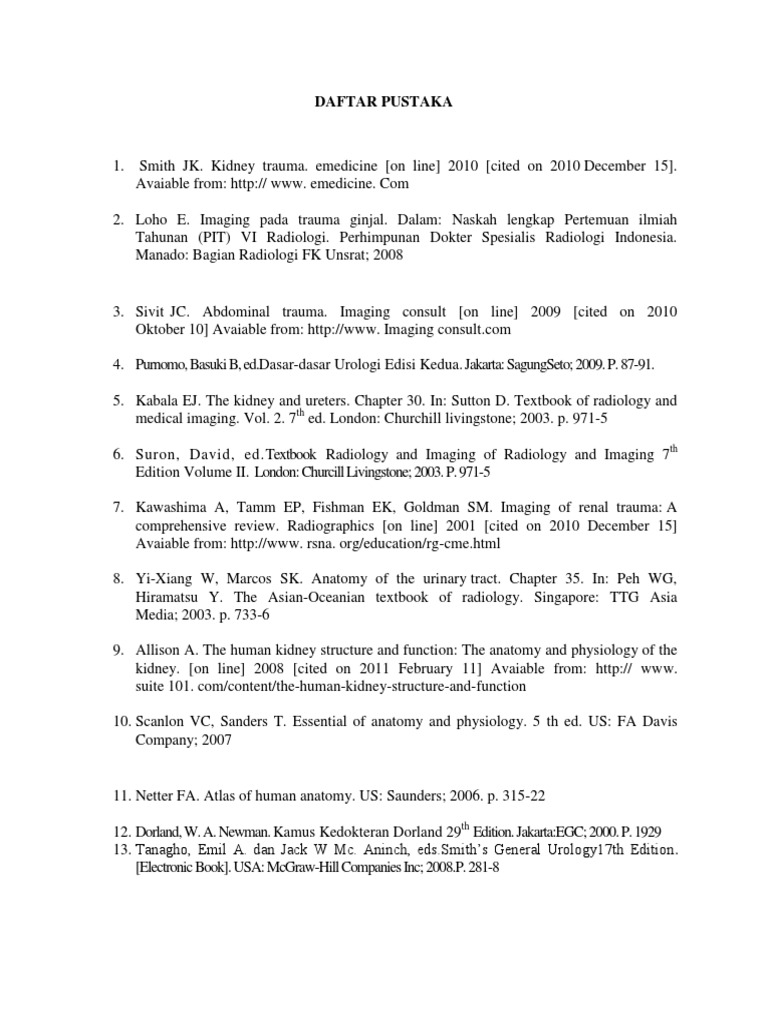 Daftar Pustaka Radiologi Pdf Kidney Organ Anatomy