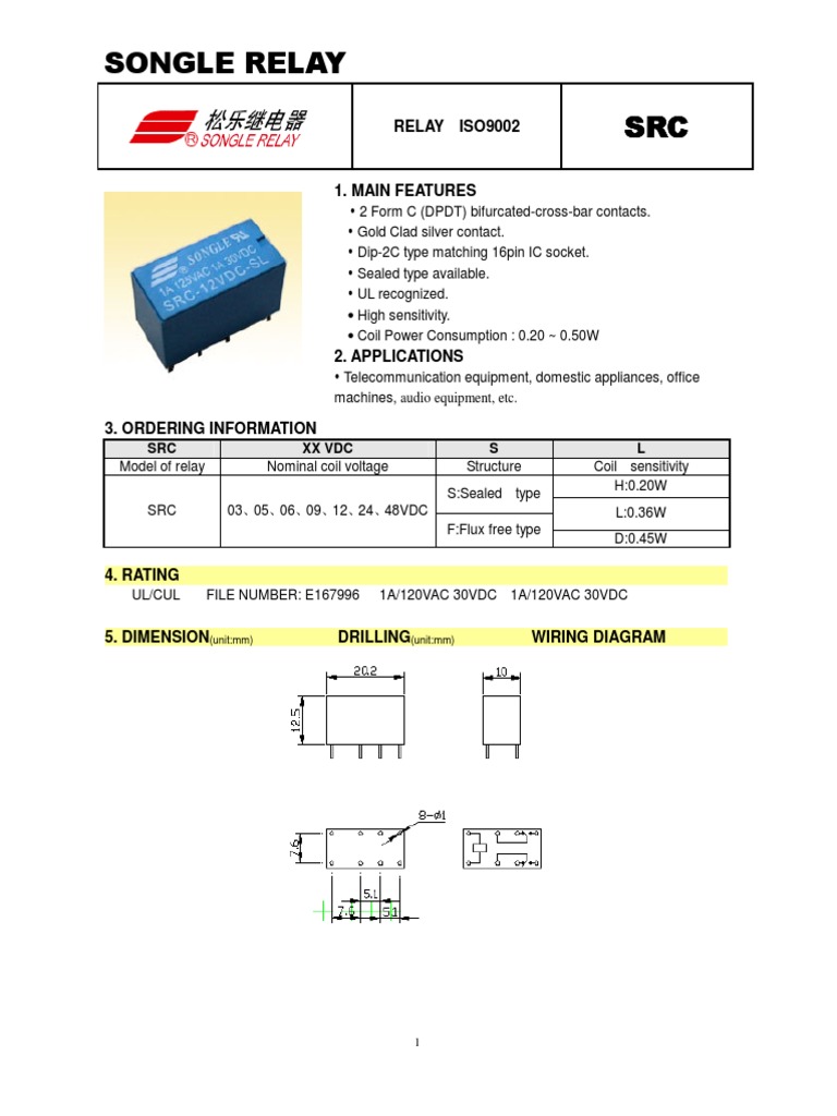 Songle Relay | Download Free PDF | Relay | Electrical Resistance And ...
