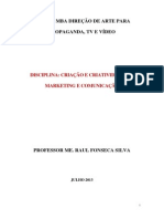 Apostila em PDF de Criação e Criatividade em Marketing e Comunicação