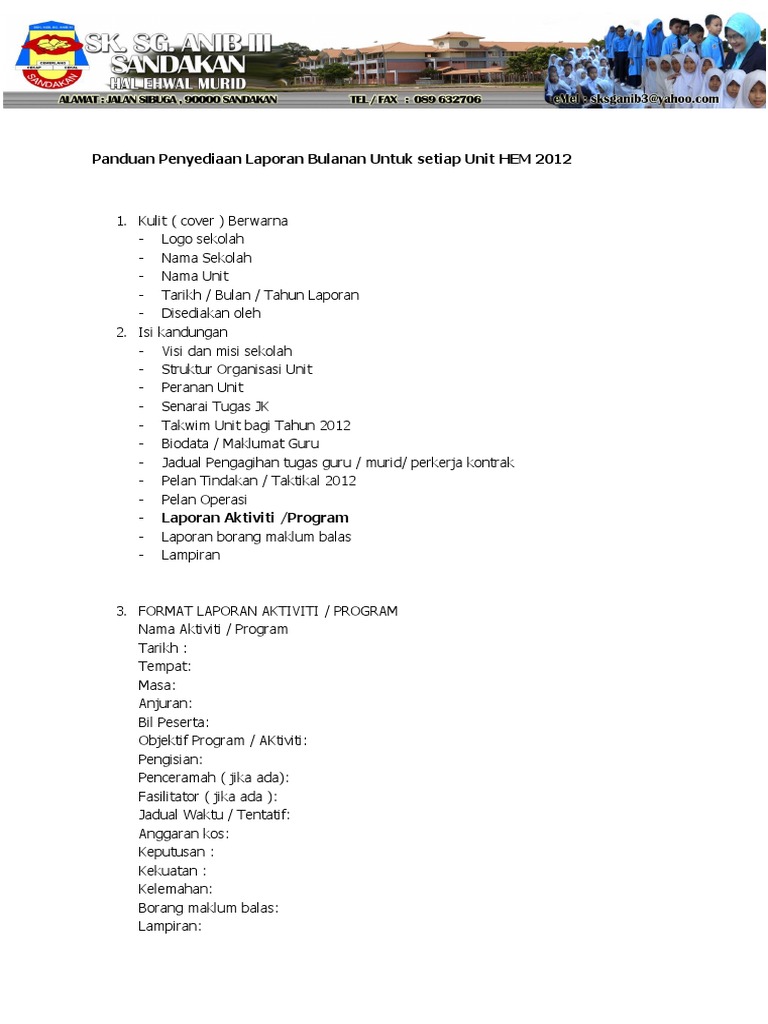 Format Laporan Hem Pdf