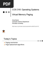 COS 318: Operating Systems Virtual Memory Paging: Andy Bavier Computer Science Department Princeton University