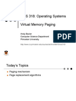 COS 318: Operating Systems Virtual Memory Paging: Andy Bavier Computer Science Department Princeton University