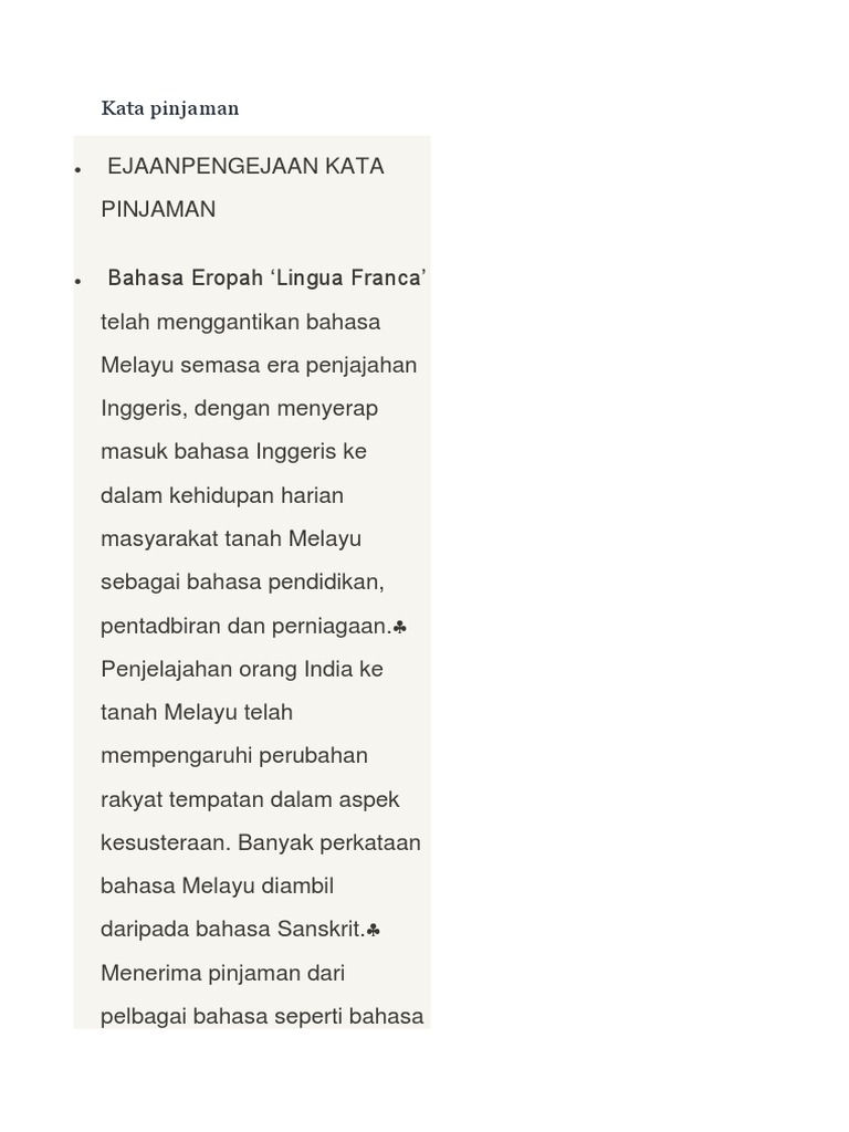 Kata Pinjaman Pdf