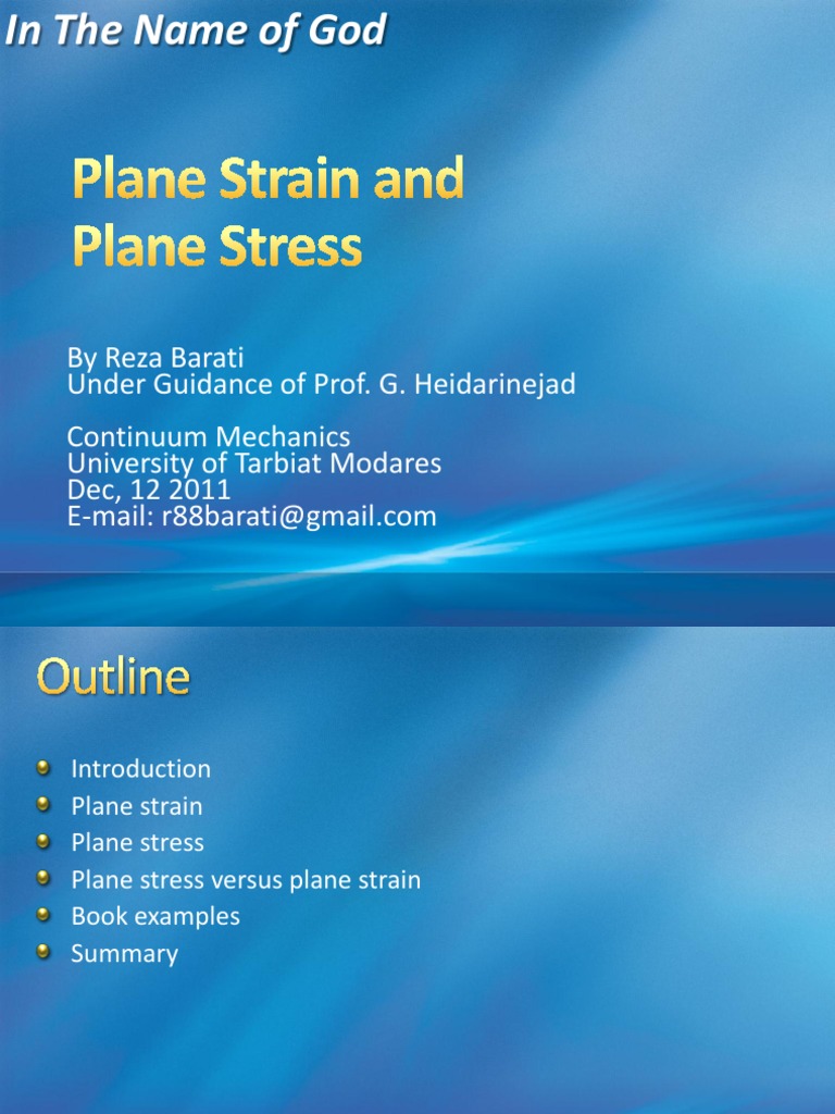 Plane Stress vs. Plane Strain Analysis | PDF | Stress (Mechanics ...