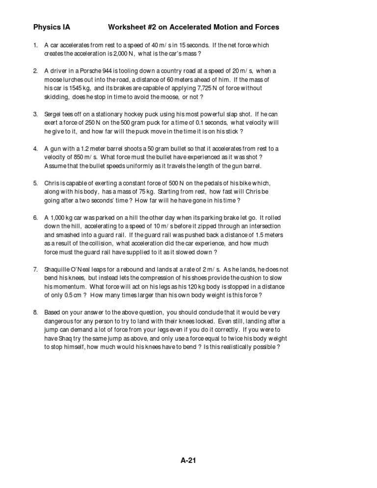 Accelerated Motion and Forces Worksheet | PDF | Acceleration | Force
