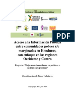 Acceso a la información pública entre comunidades pobres y/o marginadas en Honduras.