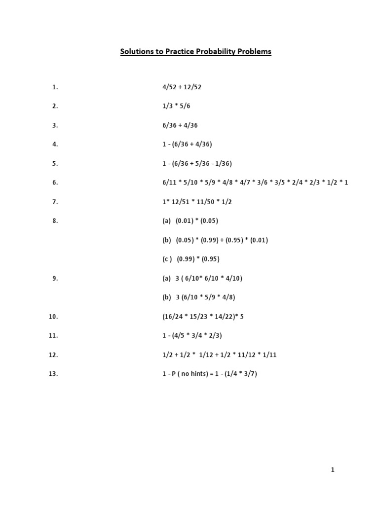 Probability Problem Solutions PDF