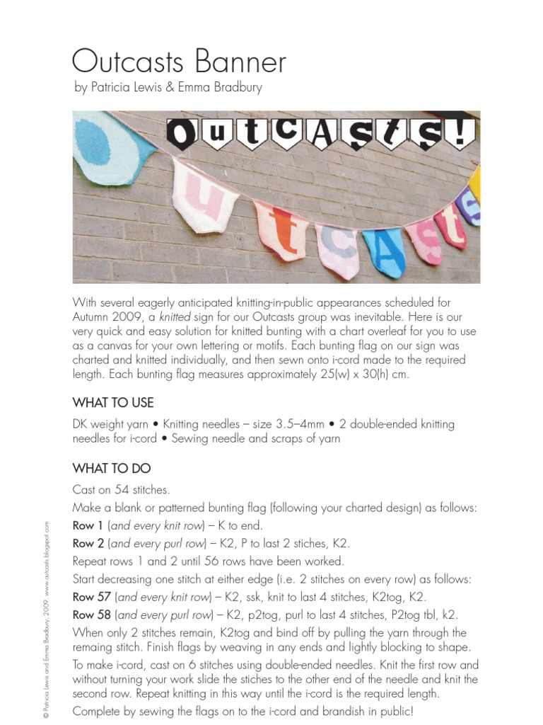 Outcasts Banner | PDF | Knitting | Crafts