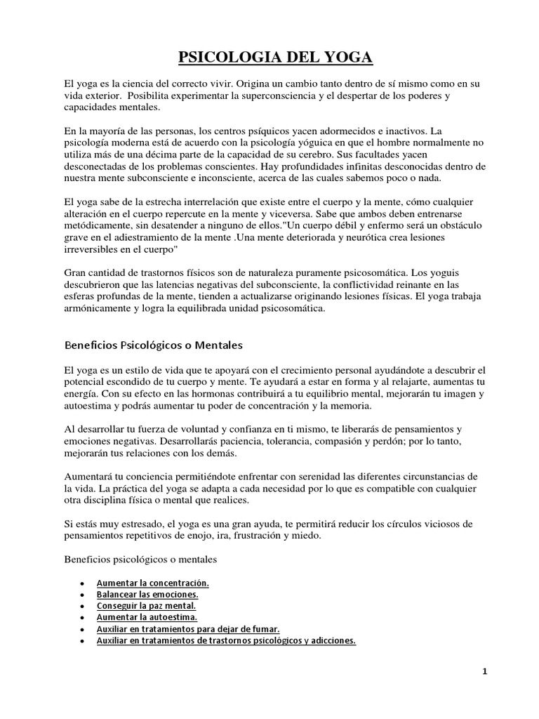 Psicología y Beneficios del Yoga | PDF | Meditación | Cortisol