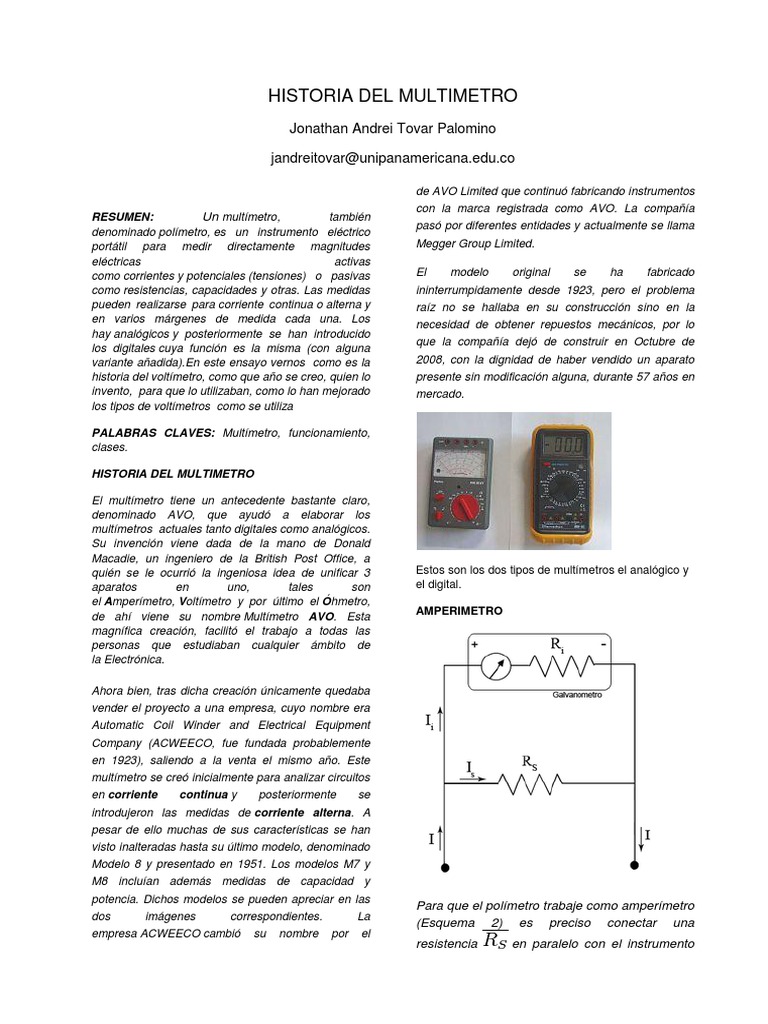 Historia Del Multimetro | PDF | Física | Cantidades fisicas